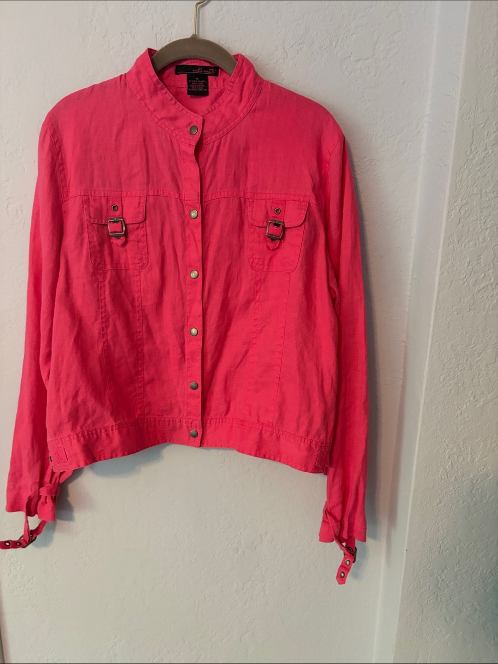 Willi Smith Vibrant Pink Linen Snap-Front Jacket